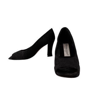 Etienne Aigner All Lace Block Heel Pumps Made in Spain Women's 6 Square Peep Toe